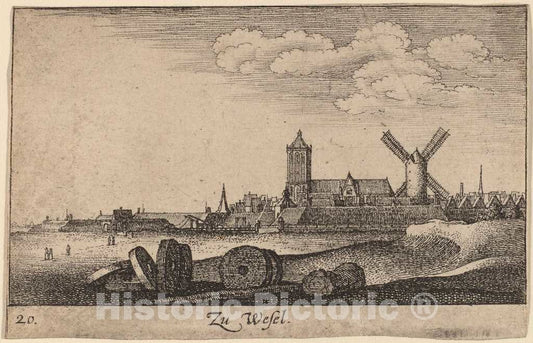 Art Print : Wenceslaus Hollar, Wesel, 1635 - Vintage Wall Art