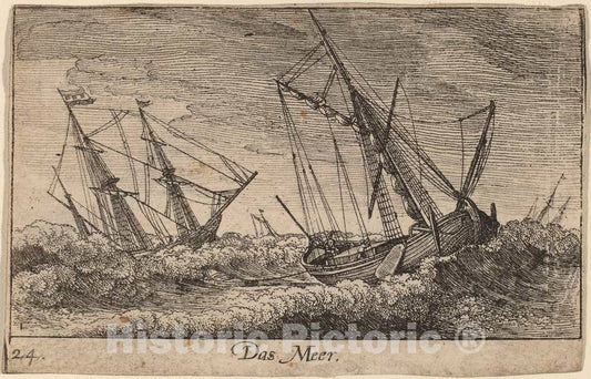 Art Print : Wenceslaus Hollar, Sea Scene, 1635 - Vintage Wall Art