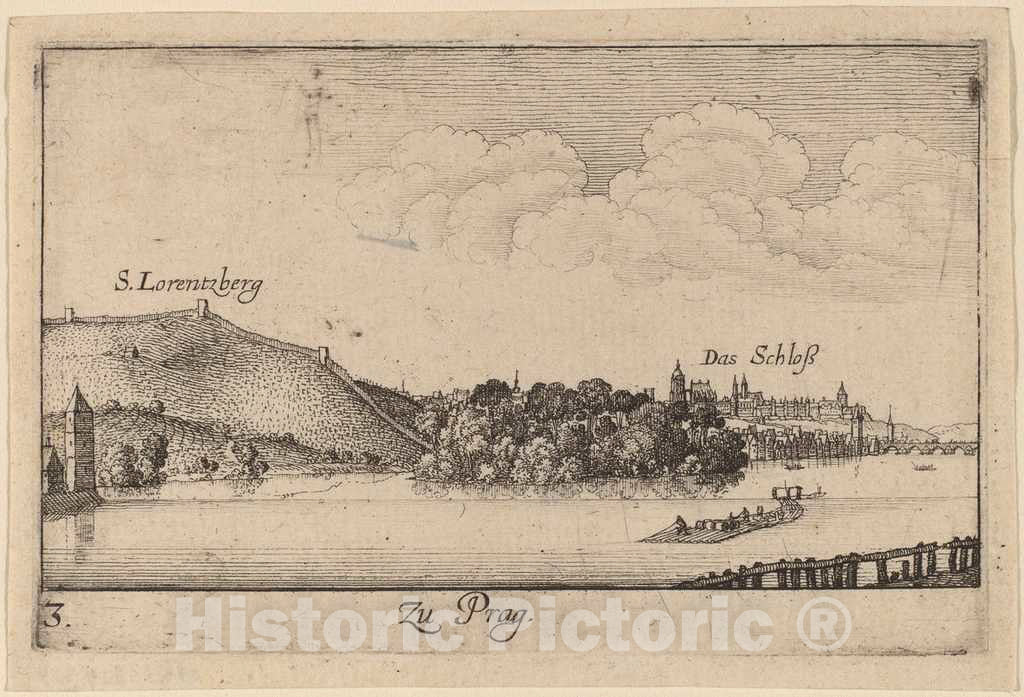 Art Print : Wenceslaus Hollar, Prague, 1635 - Vintage Wall Art