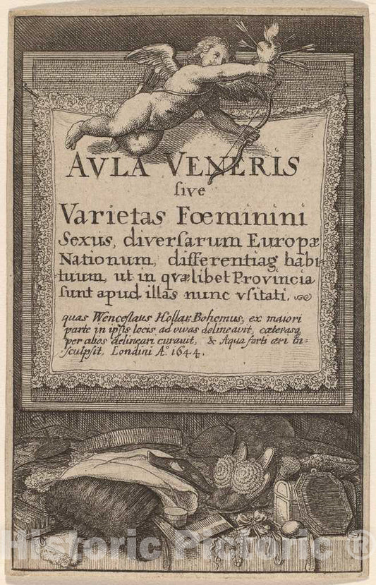 Art Print : Wenceslaus Hollar, Aula Veneris: Title Page, 1644 - Vintage Wall Art