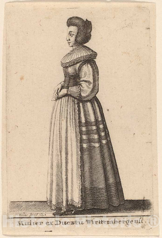 Art Print : Wenceslaus Hollar, Mulier ex Ducatu Wirttembergensi, 1643 - Vintage Wall Art