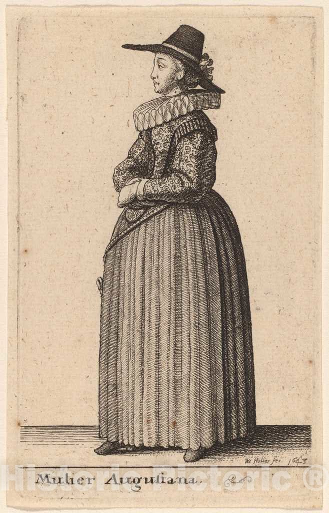 Art Print : Wenceslaus Hollar, Mulier Augustana, 1643 - Vintage Wall Art