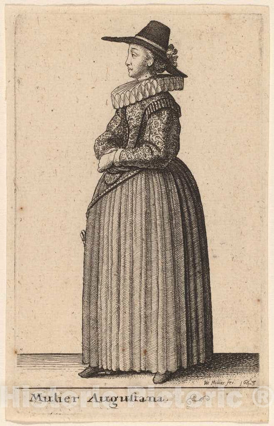 Art Print : Wenceslaus Hollar, Mulier Augustana, 1643 - Vintage Wall Art