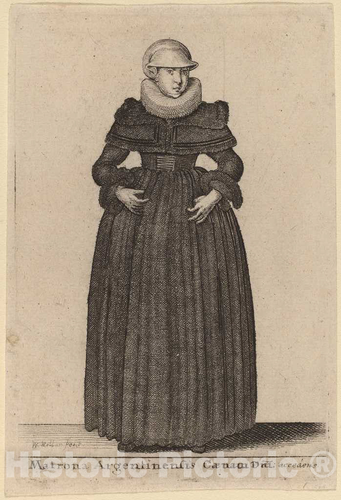 Art Print : Wenceslaus Hollar, Matrona Argentinensis Caenam Dni Accedens e des Nymphs - Vintage Wall Art
