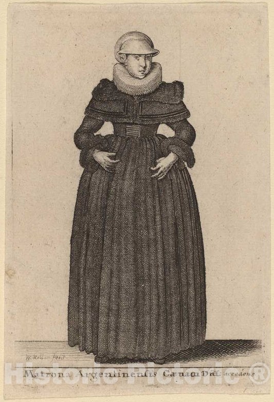 Art Print : Wenceslaus Hollar, Matrona Argentinensis Caenam Dni Accedens e des Nymphs - Vintage Wall Art