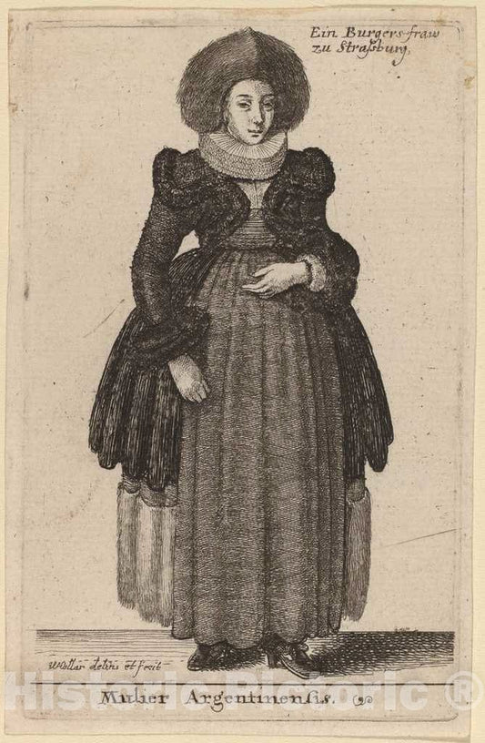 Art Print : Wenceslaus Hollar, Mulier Argentinensis - Vintage Wall Art