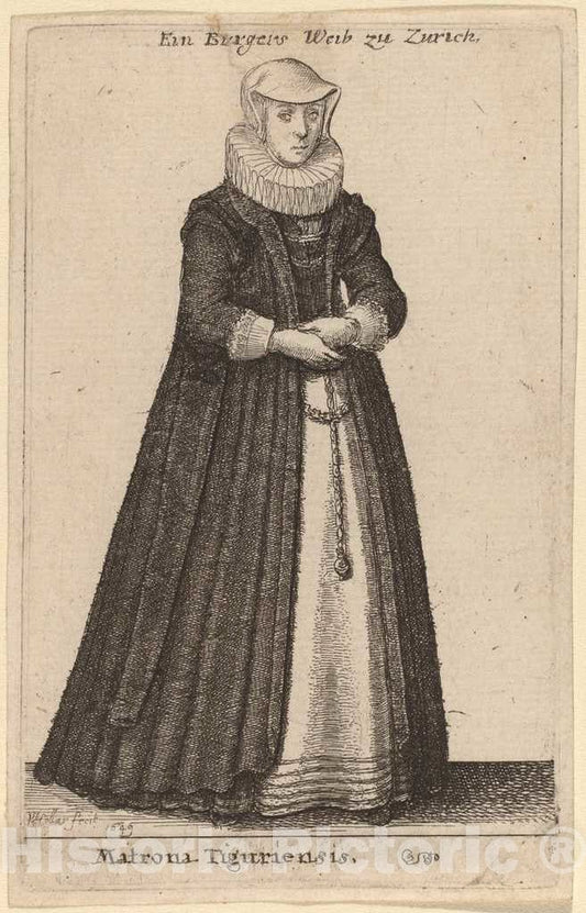 Art Print : Wenceslaus Hollar, Matrona Tiguriensis, 1649 - Vintage Wall Art