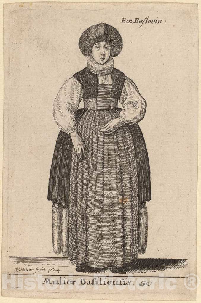 Art Print : Wenceslaus Hollar, Mulier Basiliensis, 1644 - Vintage Wall Art