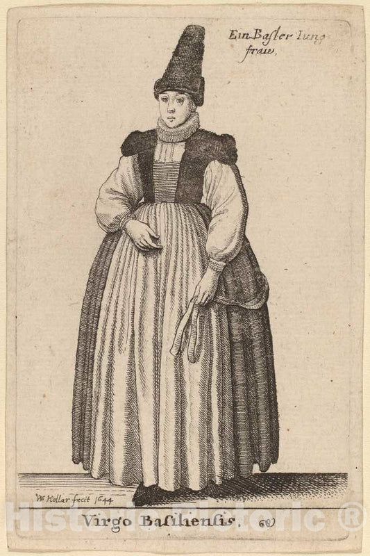 Art Print : Wenceslaus Hollar, Virgo Basiliensis, 1644 - Vintage Wall Art