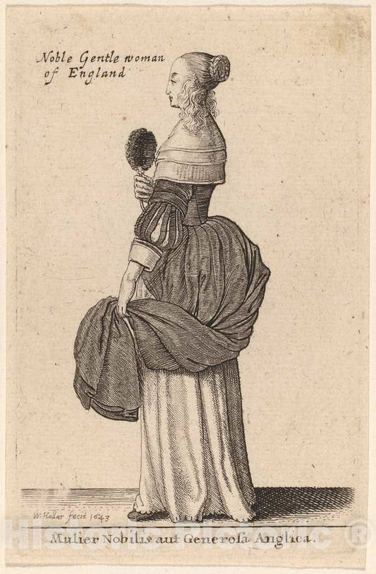 Art Print : Wenceslaus Hollar, Mulier Nobilis AUT Generosa Anglica, 1643 - Vintage Wall Art