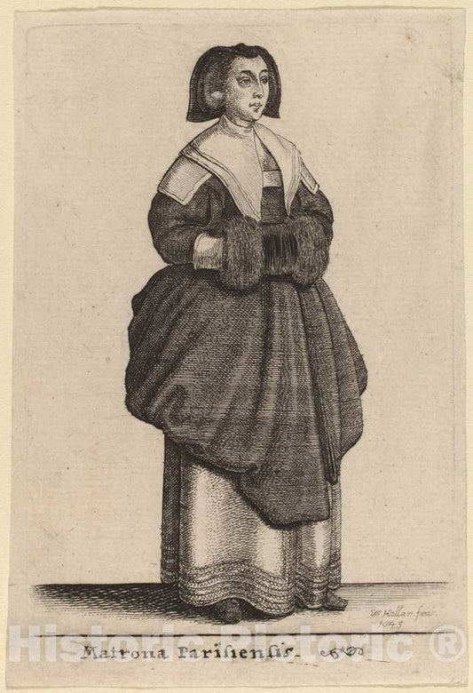 Art Print : Wenceslaus Hollar, Matrona Parisiensis, 1643 - Vintage Wall Art