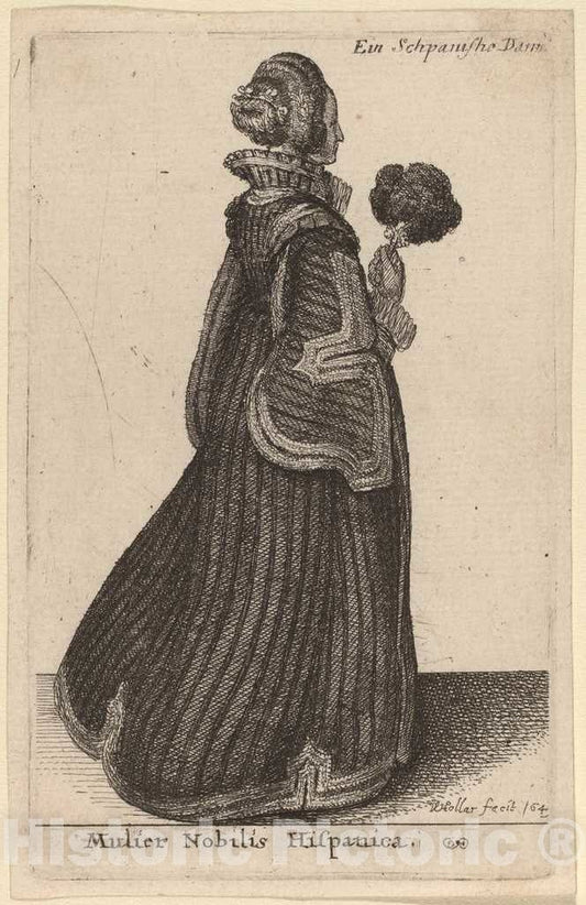 Art Print : Wenceslaus Hollar, Mulier Nobilis Hispanica, 1649 - Vintage Wall Art