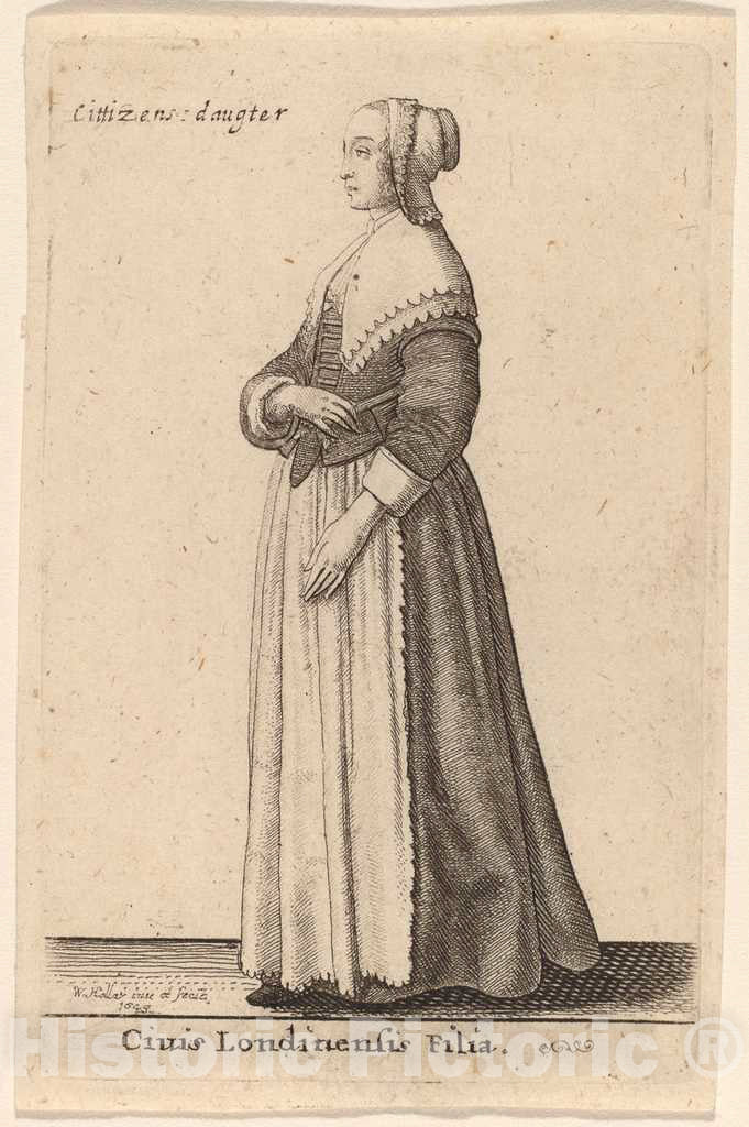 Art Print : Wenceslaus Hollar, Civis Londinensis Filia, 1643 - Vintage Wall Art