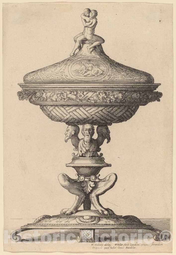 Art Print : Hollar After Holbein The Younger, Ornate Goblet, 1642 - Vintage Wall Art