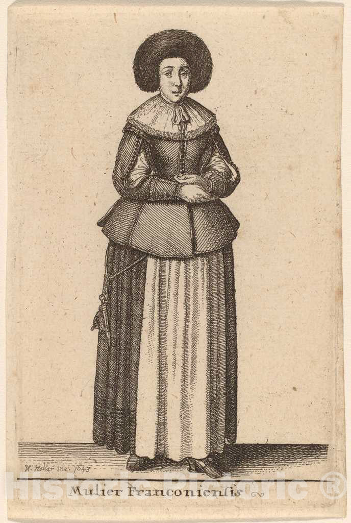 Art Print : Wenceslaus Hollar, Mulier Franconiensis, 1643 - Vintage Wall Art