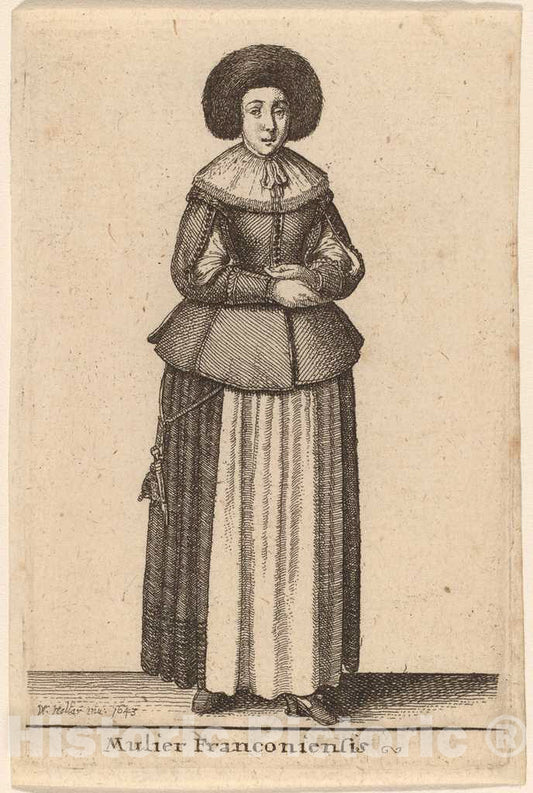 Art Print : Wenceslaus Hollar, Mulier Franconiensis, 1643 - Vintage Wall Art