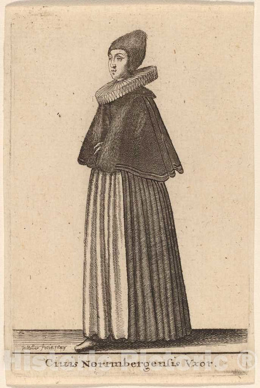 Art Print : Wenceslaus Hollar, Ciuis Norimbergensis Vxor, 1643 - Vintage Wall Art