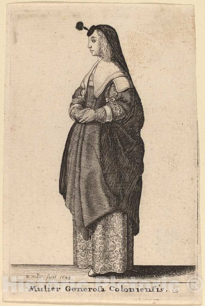 Art Print : Wenceslaus Hollar, Mulier Generosa Coloniensis, 1643 - Vintage Wall Art