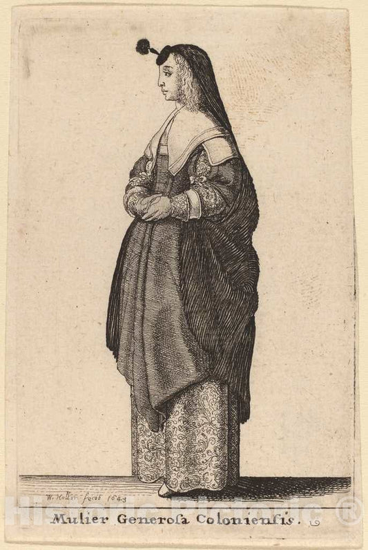 Art Print : Wenceslaus Hollar, Mulier Generosa Coloniensis, 1643 - Vintage Wall Art