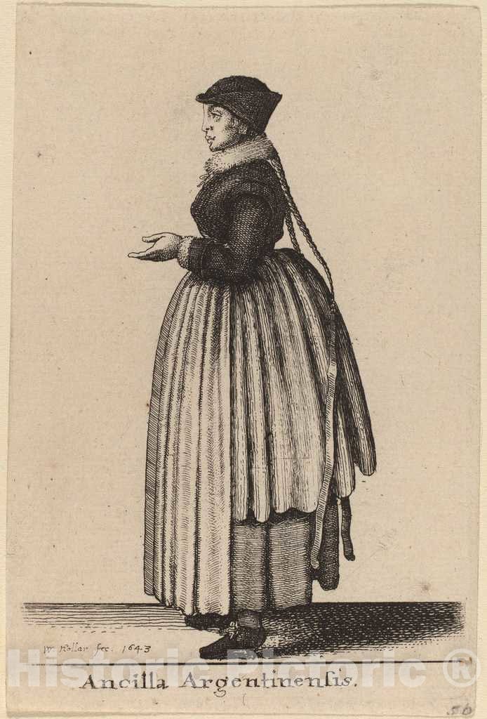 Art Print : Wenceslaus Hollar, Ancilla Argentinensis, 1643 - Vintage Wall Art