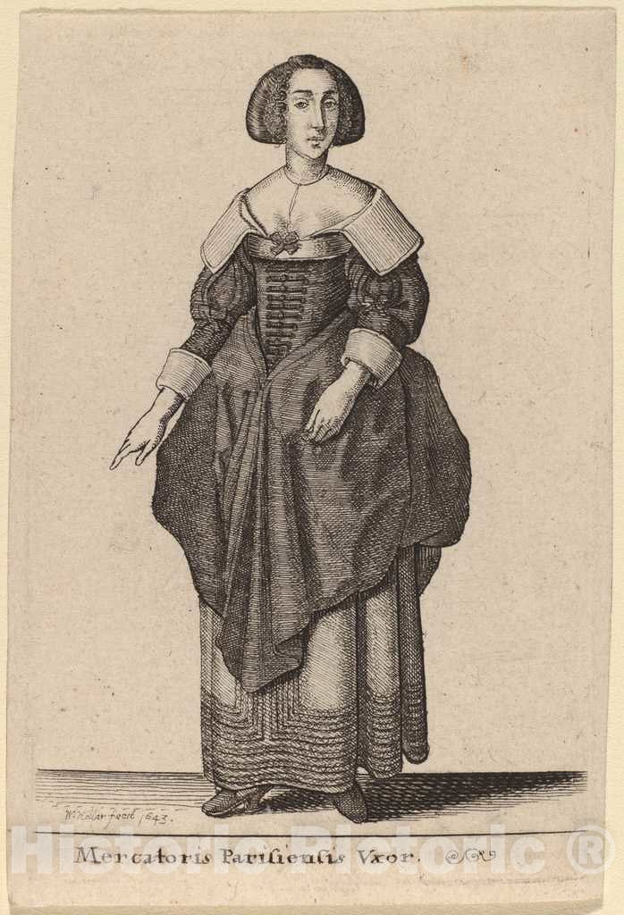 Art Print : Wenceslaus Hollar, Mercatoris Parisiensis Vxor, 1643 - Vintage Wall Art