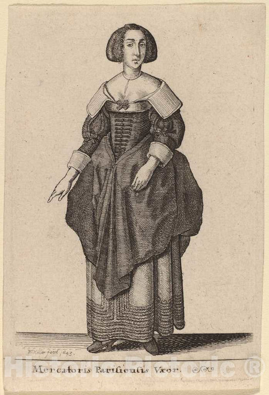 Art Print : Wenceslaus Hollar, Mercatoris Parisiensis Vxor, 1643 - Vintage Wall Art