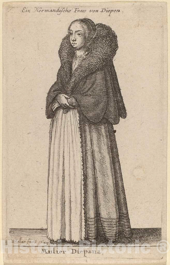 Art Print : Wenceslaus Hollar, Mulier Diepana, 1649 - Vintage Wall Art