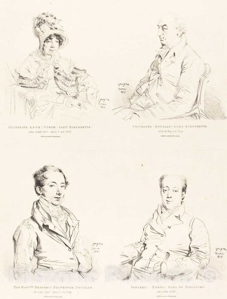 Art Print : Dominique Ingres, Sylvester (Douglas) Lord Glenbervie; Katherine Anne (North) Glenbervie, 1815 - Vintage Wall Art