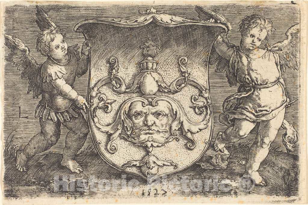 Art Print : Ludwig Krug, Shield with Mascaron - Vintage Wall Art