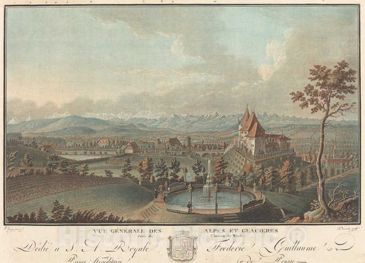 Art Print : Charles-Melchior Descourtis, Vue generale des Alpes et Glaciers - Vintage Wall Art
