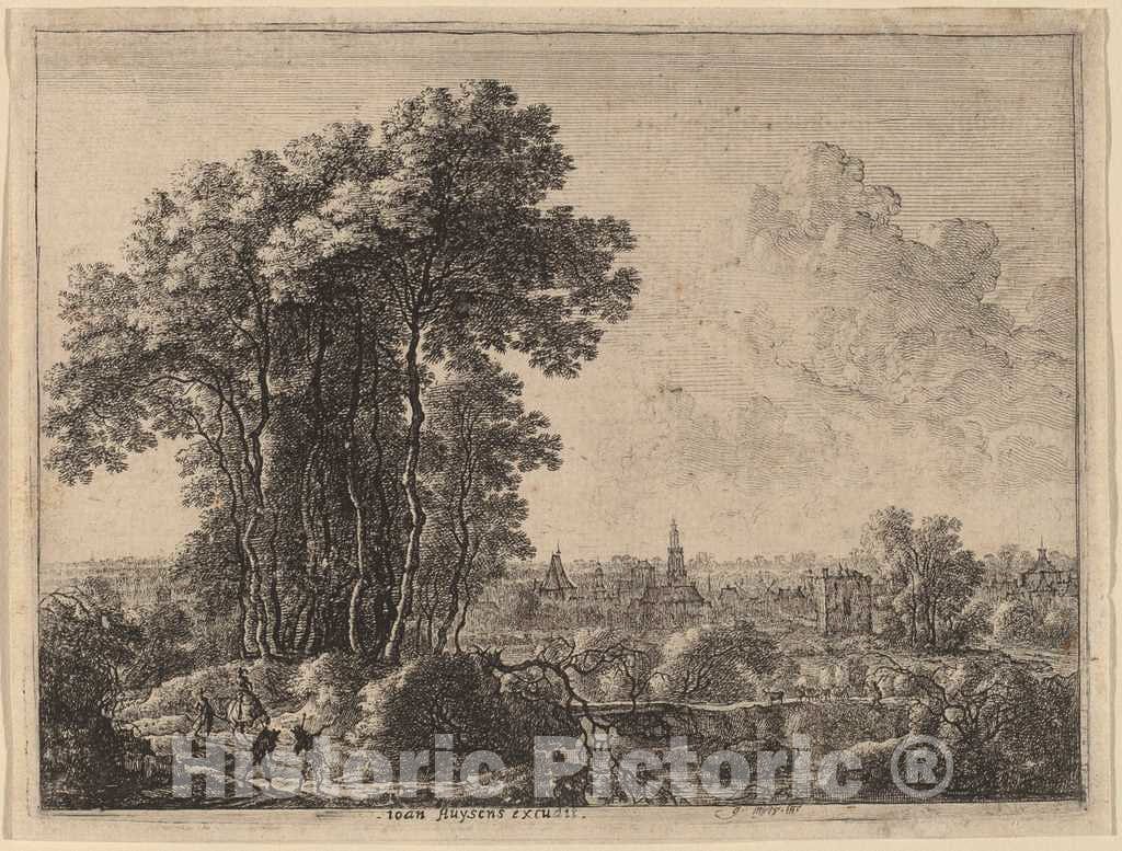 Art Print : Gilles Neyts, Landscape with Horseman and Three Travelers - Vintage Wall Art