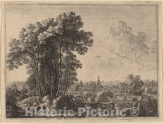 Art Print : Gilles Neyts, Landscape with Horseman and Three Travelers - Vintage Wall Art