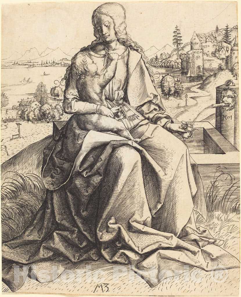 Art Print : Madonna and Child at a Fountain, 1501 - Vintage Wall Art