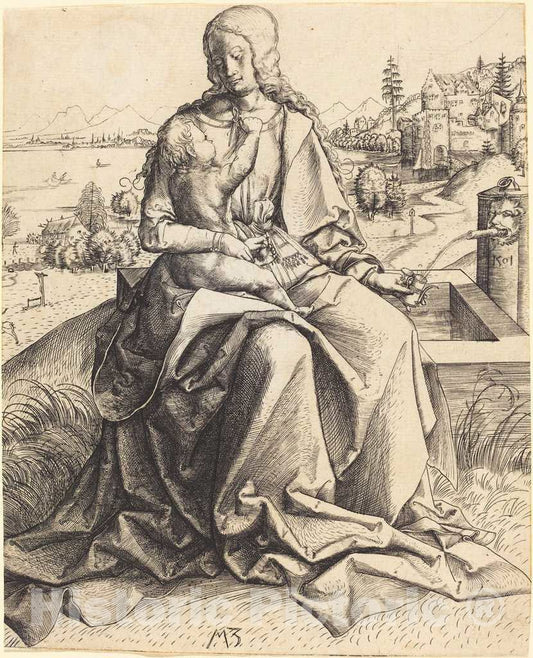 Art Print : Madonna and Child at a Fountain, 1501 - Vintage Wall Art