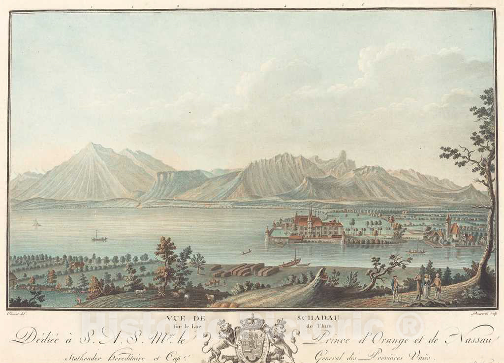 Art Print : Charles-Melchior Descourtis, Vue de Schadau - Vintage Wall Art