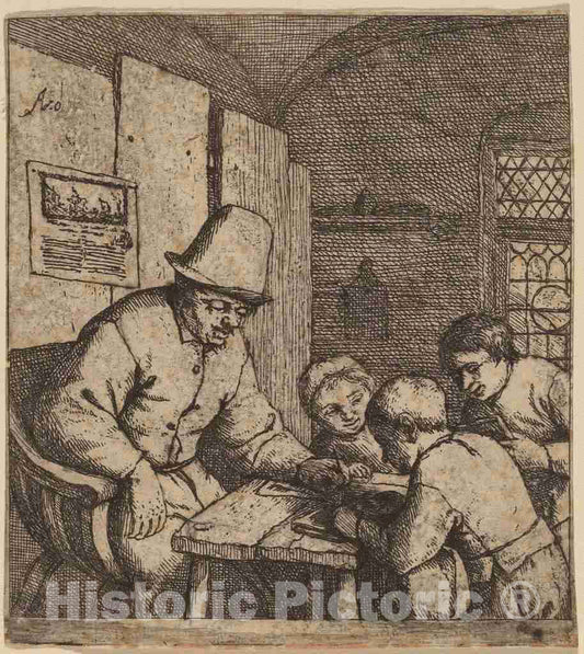 Art Print : Adriaen Van Ostade, The Schoolmaster, 1644 - Vintage Wall Art