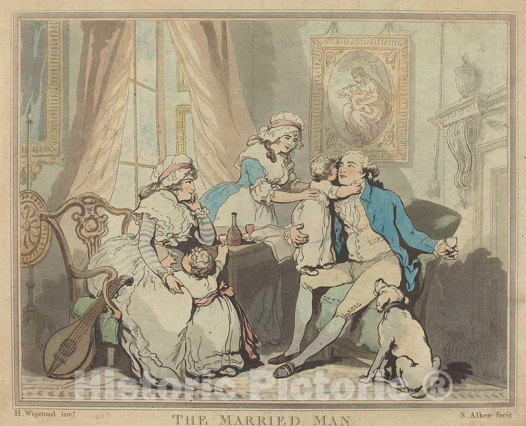 Art Print : Alken After H. Wigstead, The Married Man - Vintage Wall Art