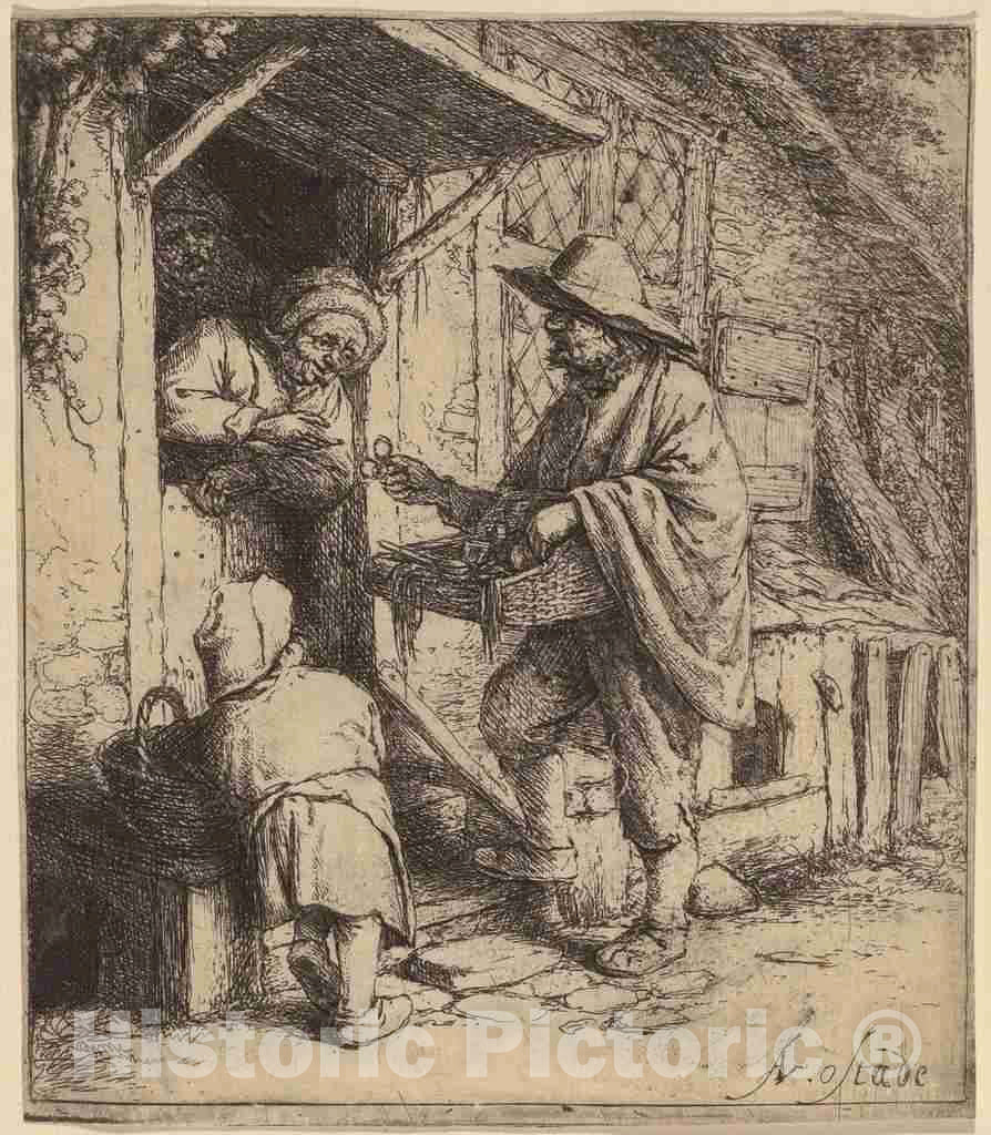 Art Print : Adriaen Van Ostade, Eyeglass Peddlar, 1646 - Vintage Wall Art
