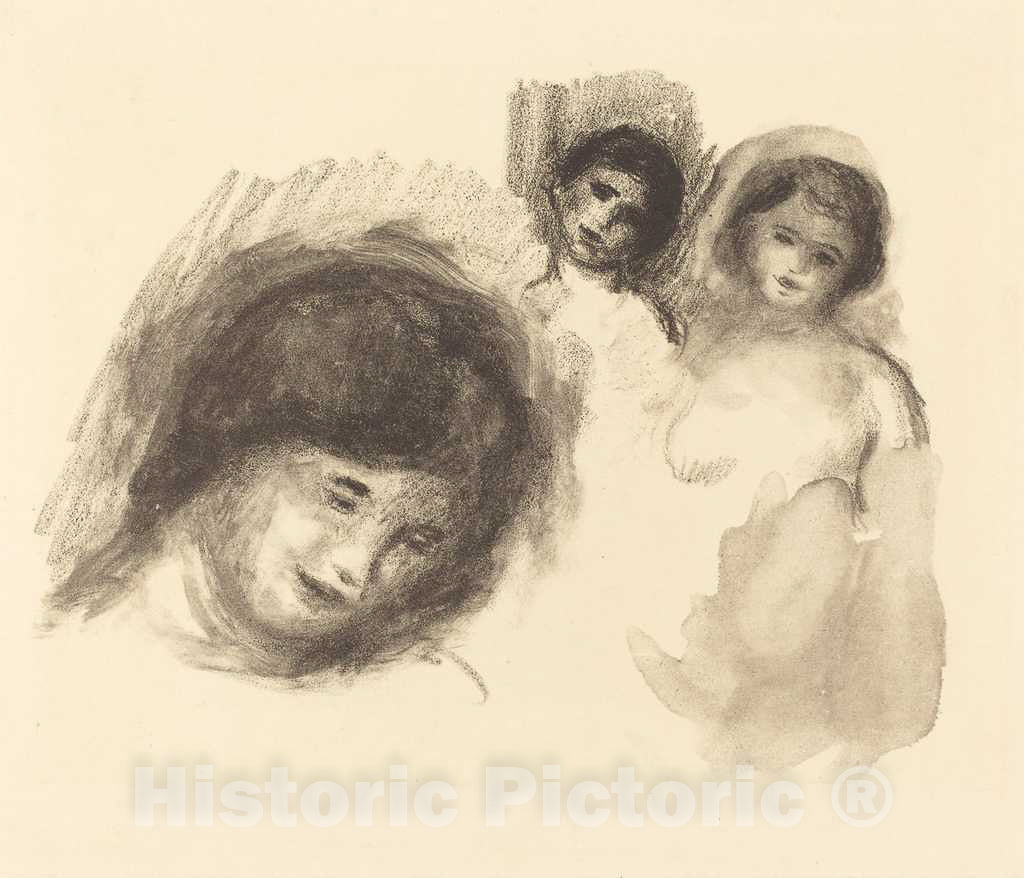 Art Print : Auguste Renoir, Stone with Three Sketches (La Pierre au Trois croquis), 1904 - Vintage Wall Art