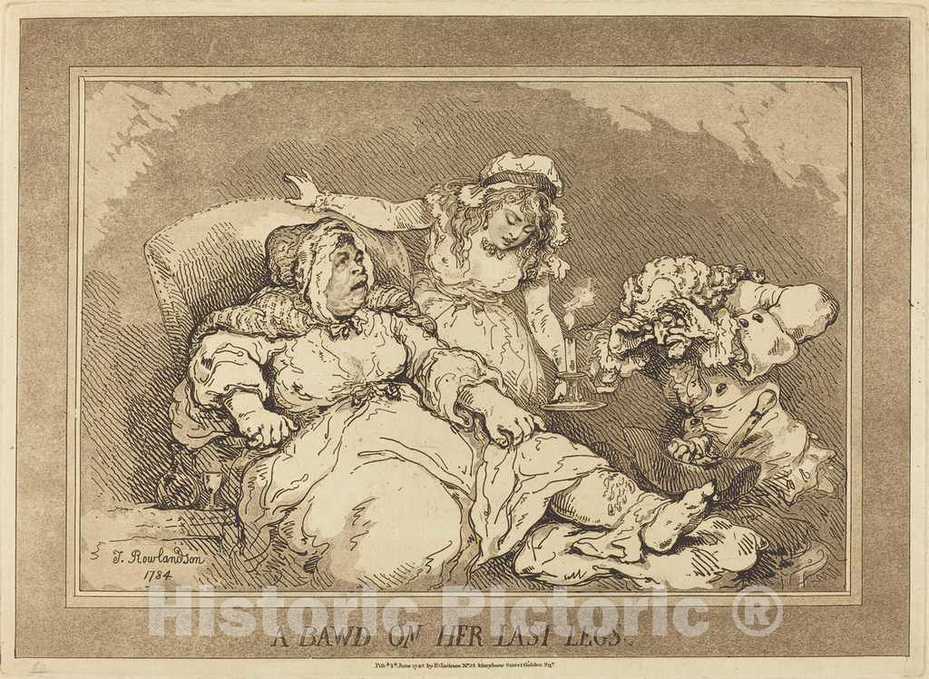 Art Print : Rowlandson, A Bawd on Her Last Legs, 1784 - Vintage Wall Art
