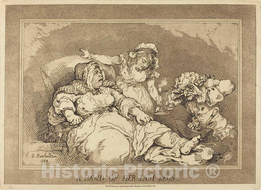 Art Print : Rowlandson, A Bawd on Her Last Legs, 1784 - Vintage Wall Art