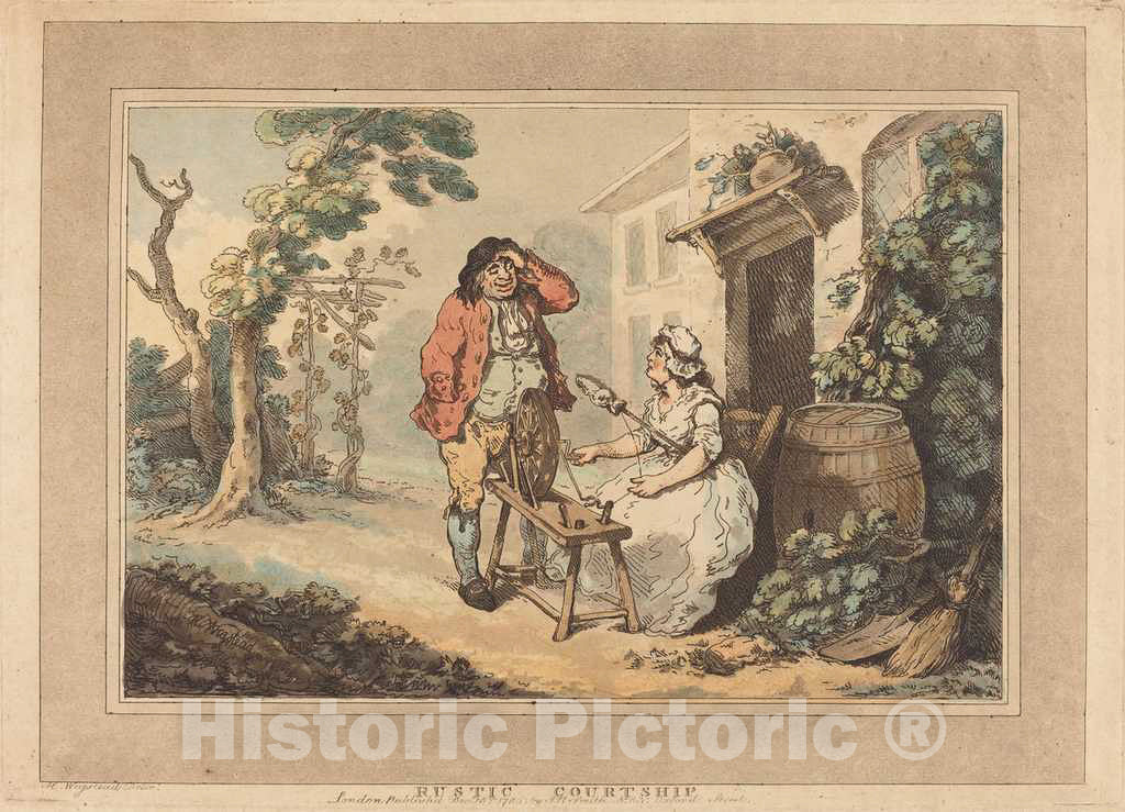 Art Print : Rowlandson, Rustic Courtship, 1785 - Vintage Wall Art