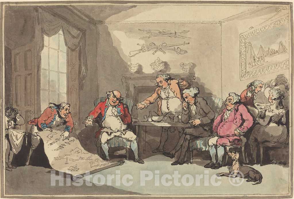 Art Print : Rowlandson, A Militia Meeting, 1799 - Vintage Wall Art