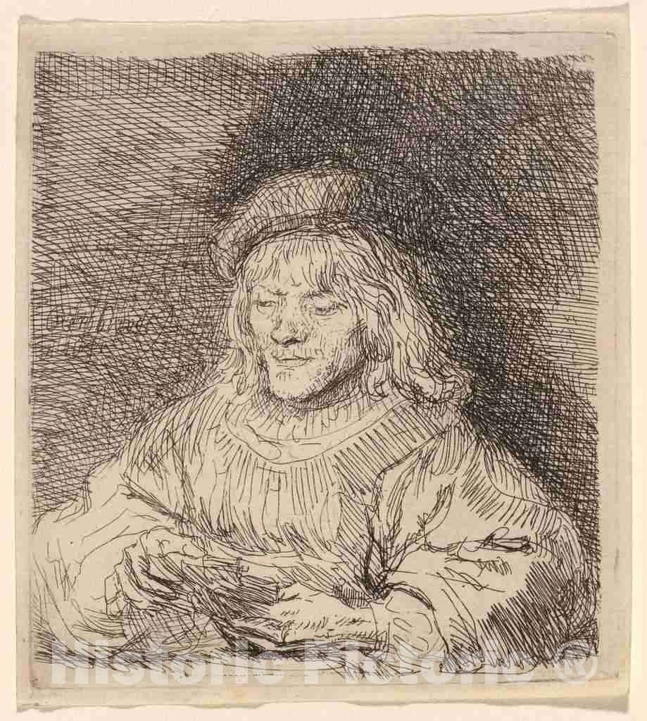 Art Print : Rembrandt, The Card Player, 1641 - Vintage Wall Art