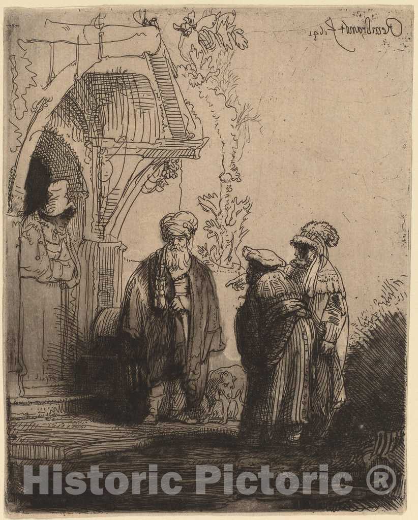 Art Print : Rembrandt, Three Oriental Figures (Jacob and Laban?), 1641 - Vintage Wall Art