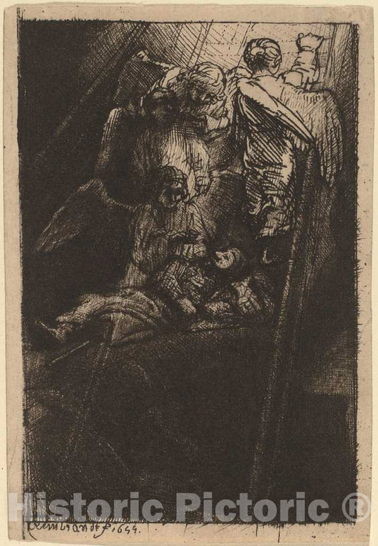 Art Print : Rembrandt, Jacob's Ladder, 1655 - Vintage Wall Art