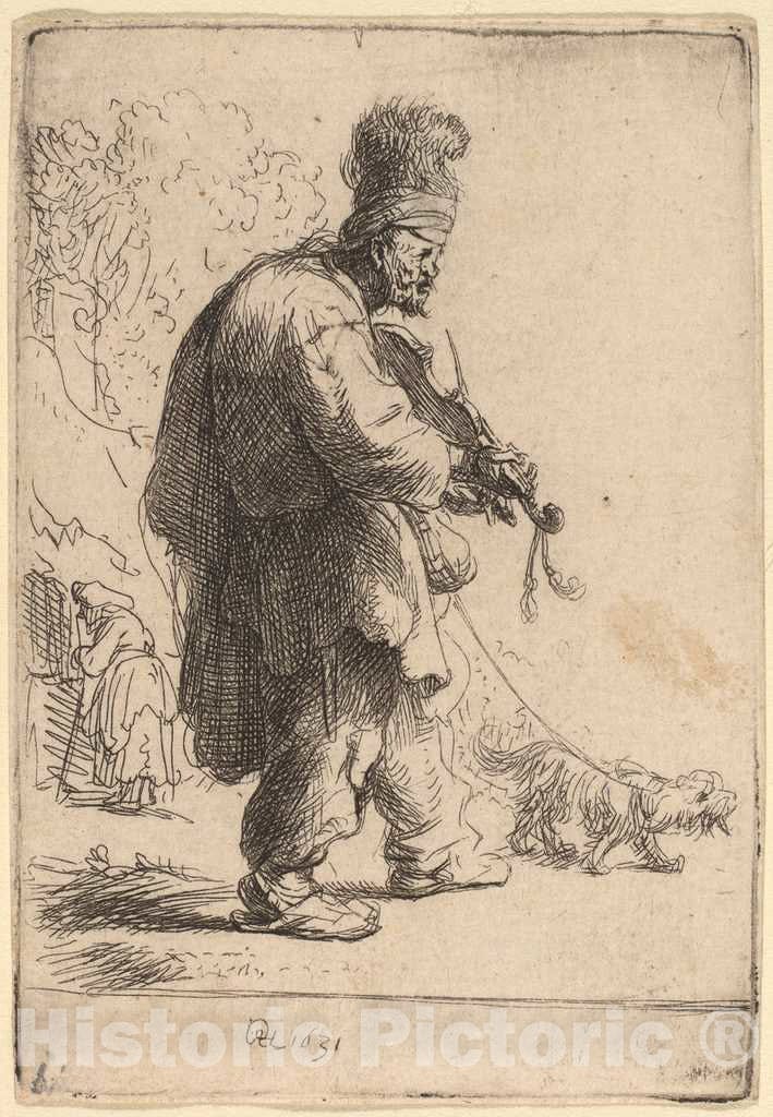 Art Print : Rembrandt, The Blind Fiddler, 1631 - Vintage Wall Art