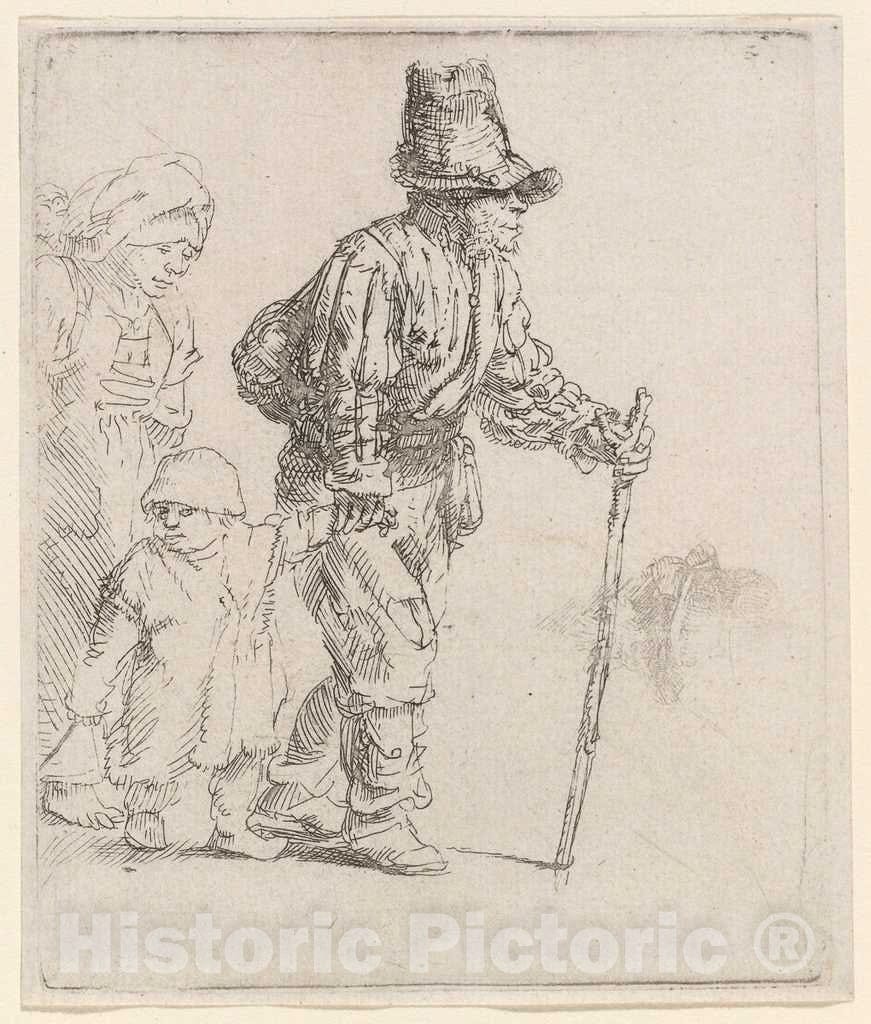 Art Print : Rembrandt, Peasant Family on The Tramp, c. 1652 - Vintage Wall Art