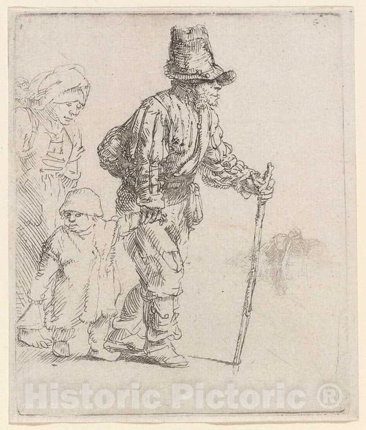 Art Print : Rembrandt, Peasant Family on The Tramp, c. 1652 - Vintage Wall Art
