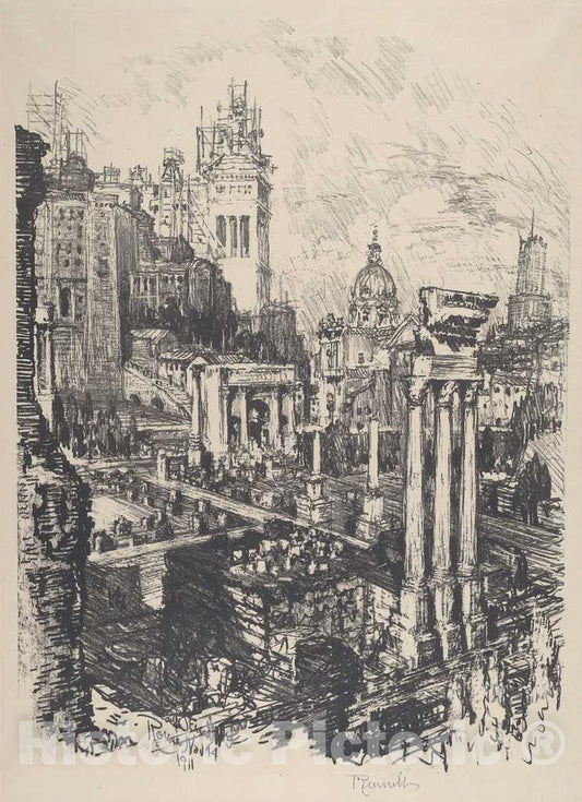Art Print : Joseph Pennell, Old and New Rome, Victor Emanuel Monument, 1911 - Vintage Wall Art